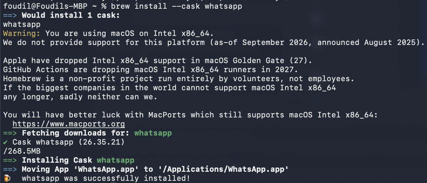 brew install whatsapp log